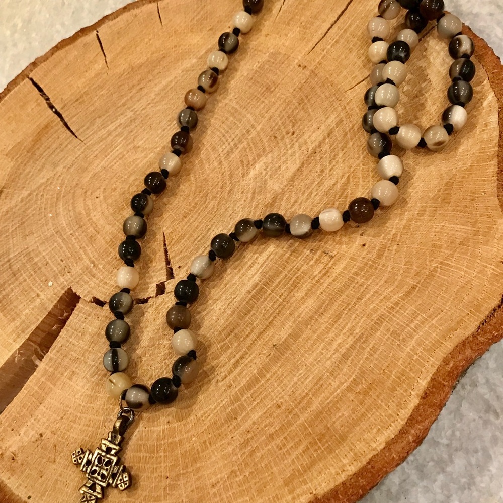 Buffalo Horn Bead Necklace with Ethiopian